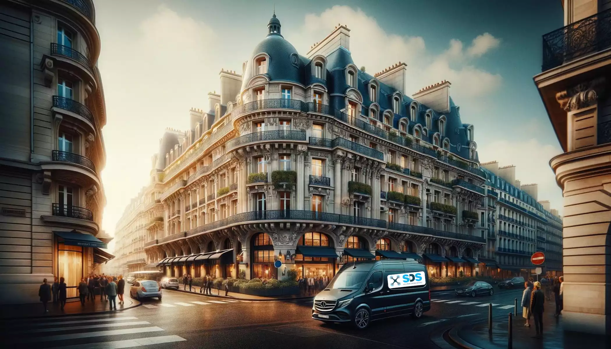 Hotel propre par un nettoyage de toiture par drone