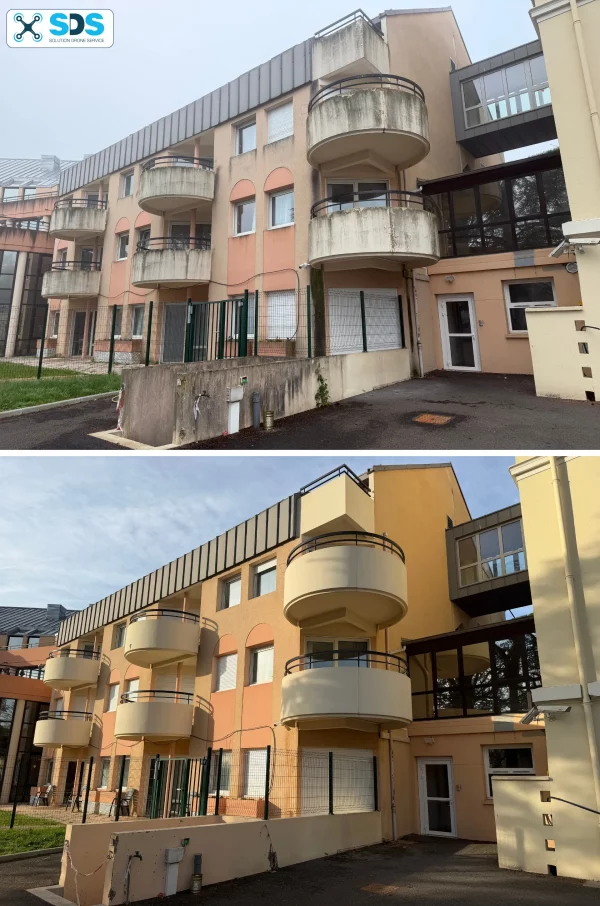 Immeuble de collectivité, avant et après traitement