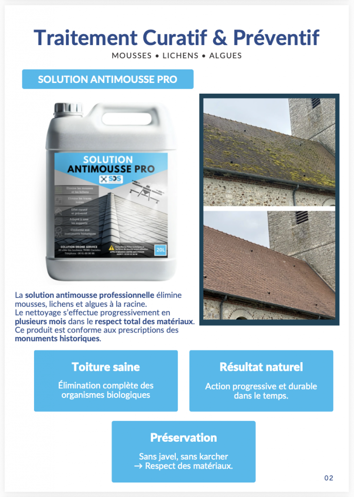 Solution Drone Service | Net'Toit vs SDS Antimousse Pro : Quel produit choisir pour vos missions de démoussage ? Produit antimousse professionnel
