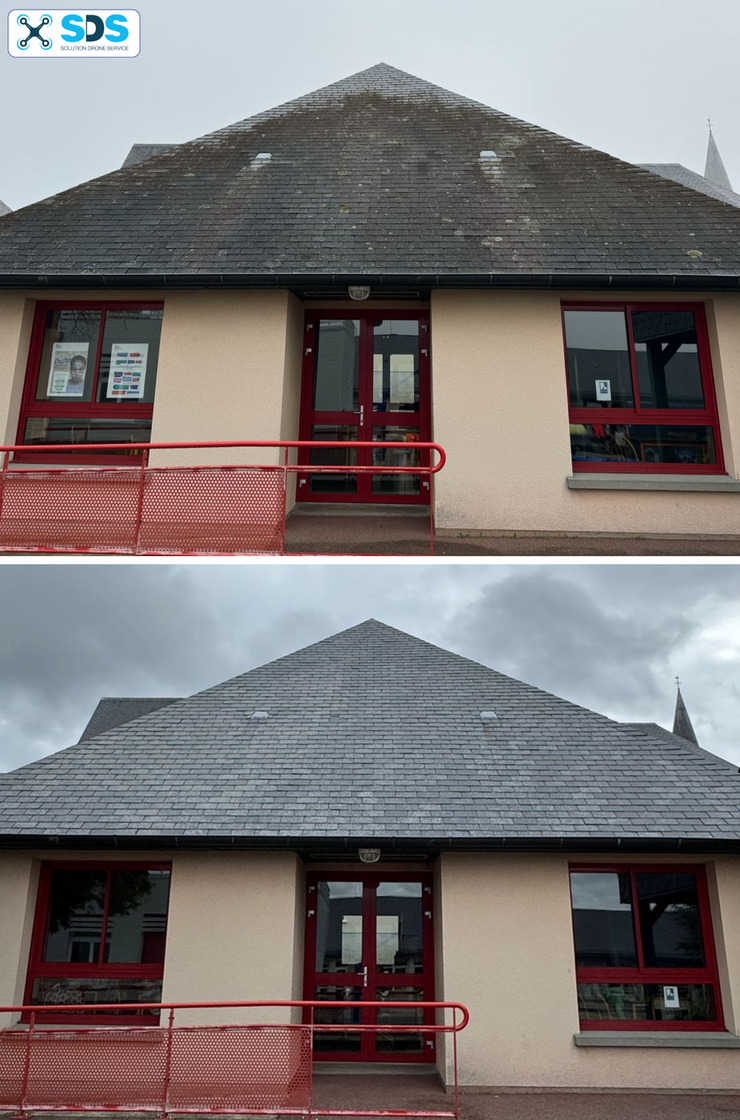 Nettoyage de toiture par drone à l'embouchure de l'Orne